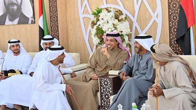 Sheikh Mansour bin Zayed, centre, led a party of guests from Abu Dhabi. WAM