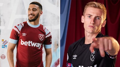 No 5: West Ham United's home and away kits. Photo: West Ham United / Twitter