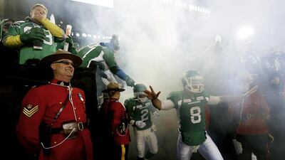 Saskatchewan Roughriders enter the field. Todd Korol / Reuters