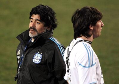 Maradona and Messi in 2010. EPA