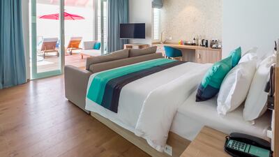 The interior of a water villa