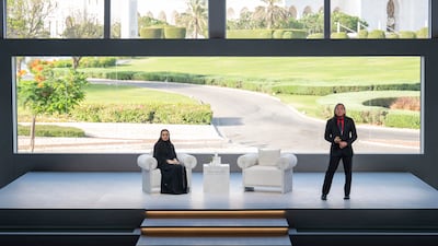 Edward Jung, right, during his lecture at Majlis Mohamed bin Zayed.