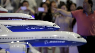 Gulf airlines are big customers of Boeing’s long-haul aircraft, the 777-300ER. Emirates is the largest operator of the 777 family. Above, aircraft models on display at an aviation expo in China. Jason Lee / Reuters