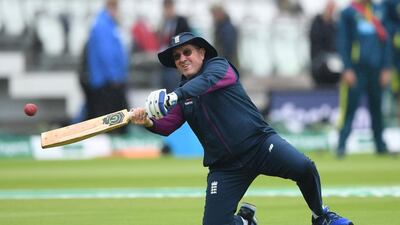 England coach Trevor Bayliss in action during the warm up. Getty Images