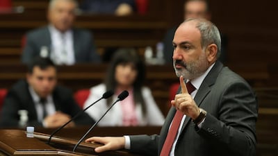 Armenia's acting prime minister Nikol Pashinyan speaks during a Parliament session in Yerevan. Reuters