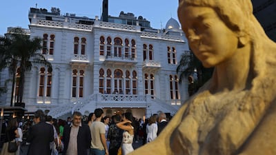 People attend the reopening of Sursock museum in Beirut. AFP