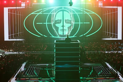 Bebe Rexha and David Guetta perform on stage during the MTV Europe Music Awards 2022 held at PSD Bank Dome on November 13, 2022 in Duesseldorf, Germany. Getty Images for MTV