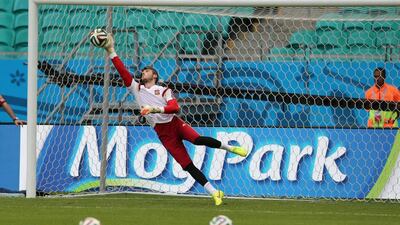 David de Gea shown during a Spain training session for the 2014 World Cup on June 12, 2014. Ali Haider / EPA