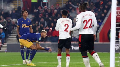 Joelinton can't believe his missed chance. Reuters