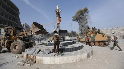 Turkish forces and the Free Syrian Army are deployed in Afrin, Syria on March 18, 2018. Khalil Ashawi / Reuters