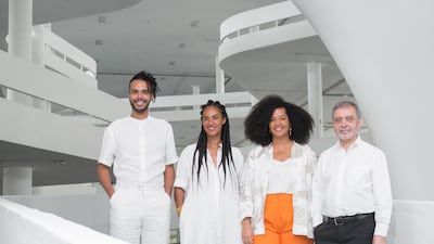 From left, the biennial's curators Helio Menezes, Grada Kilomba, Diane Lima and Manuel Borja-Villel. Photo: Sao Paulo Biennial