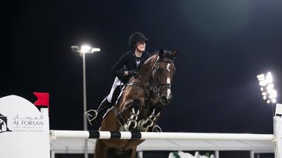 Cecilie Hatteland, riding Alex, wins the Fatima bint Mubarak International Showjumping competition. Reem Mohammed / The National