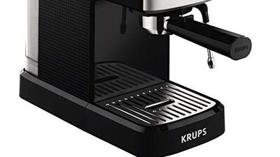 Caffeine fix: the Krups Coffee Machine Steam & Pump espresso and cappuccino maker is Dh349, down from Dh699, a saving of Dh350 (50 per cent). Courtesy Amazon