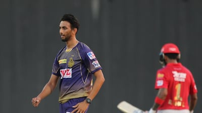 Prasidh Krishna of Kolkata Knight Riders celebrates the wicket of KL Rahul captain of Kings XI Punjab. Sportzpics for BCCI
