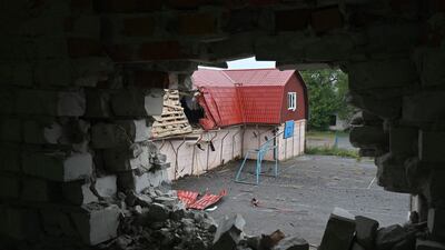A destroyed school in Verbivka, recently recaptured from Russia by the Ukrainian army in a lightning counter-offensive. AFP