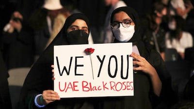 Fans showed their support with customised banners for The Rose. Pawan Singh / The National