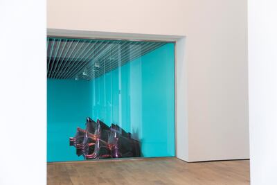 Monira Al Qadiri's work at the show Crude in Jameel Arts Centre. Photo: Reem Mohammed / The National