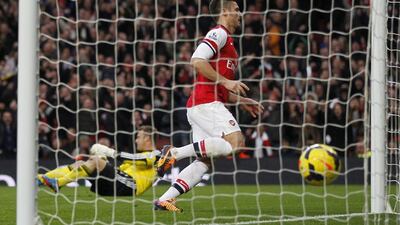 Olivier Giroud had both of Arsenal's goals in their victory on Saturday. Ian Kington / AFP