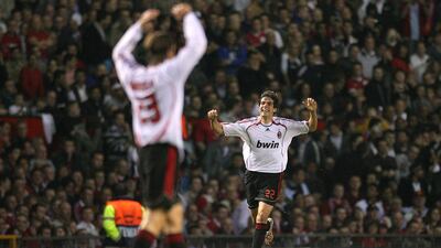 Kaka celebrates scoring for Milan. AFP