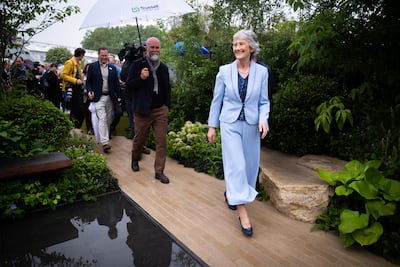 Irish president Catherine Connolly tours a garden at the RHS Chelsea Flower Show. PA Photo