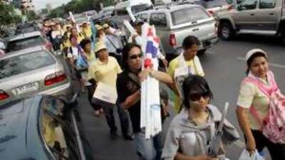 Anti-government demonstrators continue to protest in Bangkok.
