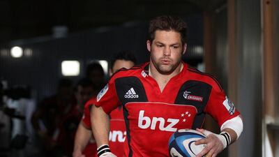 Richie McCaw with the Canterbury Crusaders before a match in 2012. Marty Melville / AFP / July 21, 2012