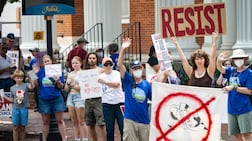 Demonstrators during a protest against artificial intelligence in Frederick, Maryland. Bloomberg