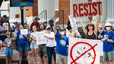 Demonstrators during a protest against artificial intelligence in Frederick, Maryland. Bloomberg