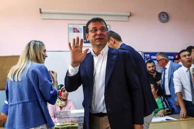 CHP candidate for Istanbul mayor Ekrem Imamoglu arrives to cast his vote in Istanbul mayor election re-run in Istanbul, Turkey. EPA