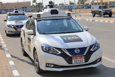 Some of the self-driving taxis being used in a tech demonstration in Abu Dhabi. AFP
