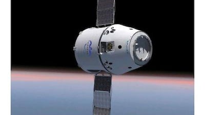 This undated handout photo provided by SpaceX shows the DragonLab in orbit.