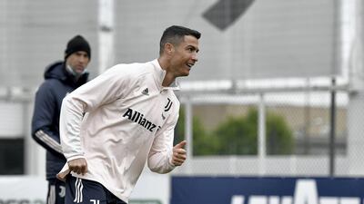 Juventus star Cristiano Ronaldo during a training session at JTC in Turin, Italy. Getty Images
