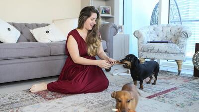 Donya Almously would like a playpark for her Dachshunds Curry and Calvin near her Business Bay home in Dubai. Sarah Dea / The National