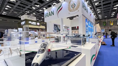 The Iranian stand at the Doha International Maritime Defence Exhibition in Qatar. Reuters