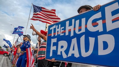 Trump supporters attend a protest named 'Stop the Biden steal' demanding election transparency in Miami, Florida. EPA