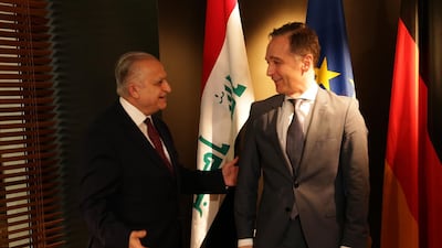 Mohamed Ali Al Hakim (left), minister of foreign affairs of Iraq and his German counterpart Heiko Maas meet for a bilateral meeting at the 2020 Munich Security Conference (MSC) in Munich, Germany. EPA