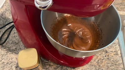 As more air is whisked in, the mixture will get lighter and lighter.