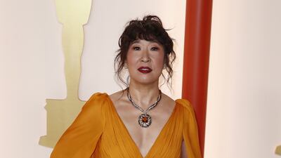 Sandra Oh wears Giambattista Valli. EPA
