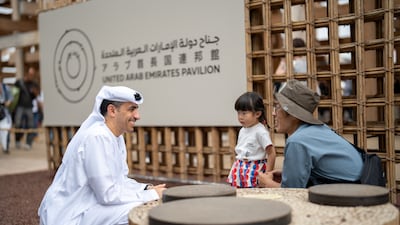 Ambassador Shihab Al Faheem speaks to Japanese visitors at the UAE Pavilion at the recently concluded Osaka Expo. Photo: UAE Pavilion Expo 2025 Osaka