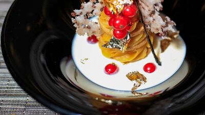 Aseeda bobar, an Emirati dessert as created by chef Musabbeh Al Kaabi at Jumeirah Zabeel Saray. Photo: Sarah Dea for The National