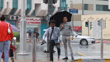 Day two downpour in central Abu Dhabi. Victor Besa / The National