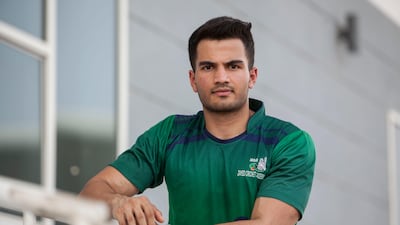 Young UAE cricketer Shivank Vijaykumar at the Zayed Cricket Stadium. Antonie Robertson / The National