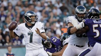 The rules aren’t changing this year despite concerns that arose after Terrell Suggs was penalised for tackling Sam Bradford’s knees on a handoff in a Ravens-Eagles game last Saturday. Michael Perez / AP Photo