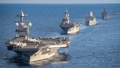 The USS Gerald R Ford, which was ordered last October to sail to the Caribbean as part of a pressure campaign on then-Venezuelan president Nicolas Maduro. AFP