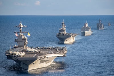Ships from the Gerald R Ford Carrier Strike Group in 2023. AFP