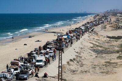 Roads out of Gaza city are gridlocked as Palestinians flee. Reuters