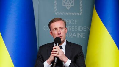 US National Security Adivser Jake Sullivan announced a new $400 military security package for Ukraine while speaking in Kyiv. EPA