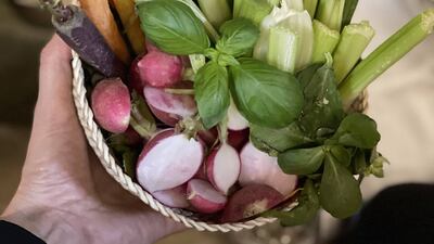 Purple and orange carrots, celery sticks and radishes, all the produce at Alif Cafe is grown by local artisanal farmers. All photos: Farm2table