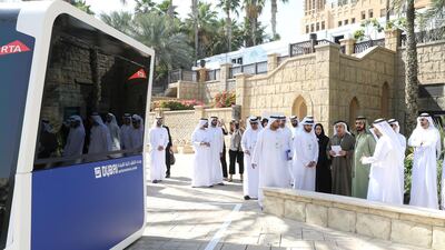 Government of Dubai Media Office – 13 February 2018: Vice President and Prime Minister of the UAE and Ruler of Dubai His Highness Sheikh Mohammed bin Rashid Al Maktoum, attended initial tests of the world’s first autonomous pods. The project is developed by The Roads and Transport Authority (RTA), in cooperation with Next Future Transportation. The project is part of RTA’s efforts under Dubai Future Accelerators initiatives. Wam