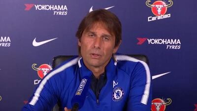 Chelsea manager Antonio Conte talks to reporters during a news conference ahead of Sunday's Premier League game against Tottenham Hotspur. Reuters